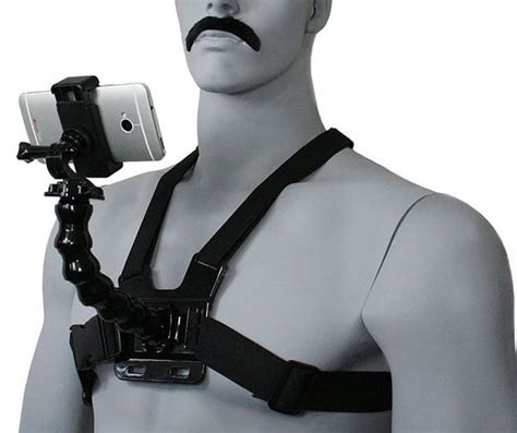 WHAT&39;S INCLUDED - Chest Harness, 13 inch Gooseneck, 360 rotating quick buckle clip, 1x phone holder clamp, 1x screw adapter, 1 thumb screw. . Iphone chest mount